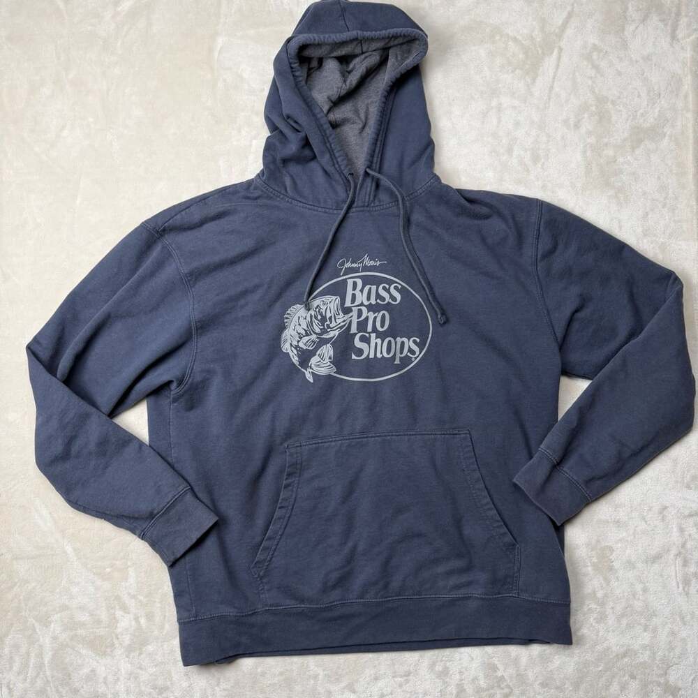Bass Pro Shops Hoodie Size L Navy Blue Logo Sweatshirt